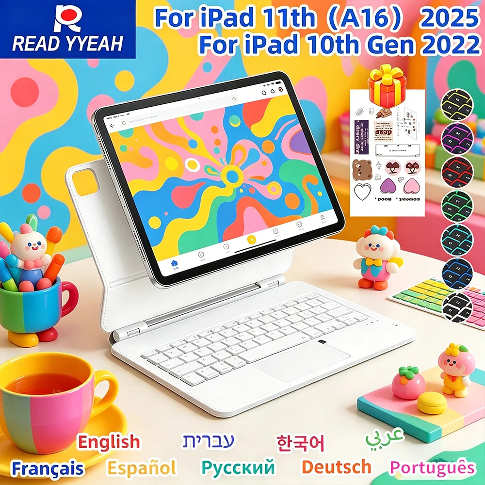 Magnetic Backlight Magic Keyboard Case For iPad Pro 11 inch 12.9" M2 13 M4 Air 4th 5th iPad 11 10th 10.9 Smart Cover Multi-touch