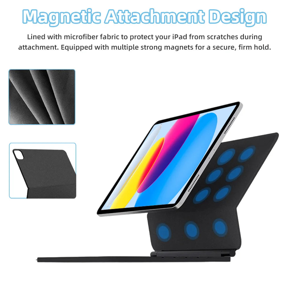 Magnetic Backlight Magic Keyboard Case For iPad Pro 11 inch 12.9" M2 13 M4 Air 4th 5th iPad 11 10th 10.9 Smart Cover Multi-touch
