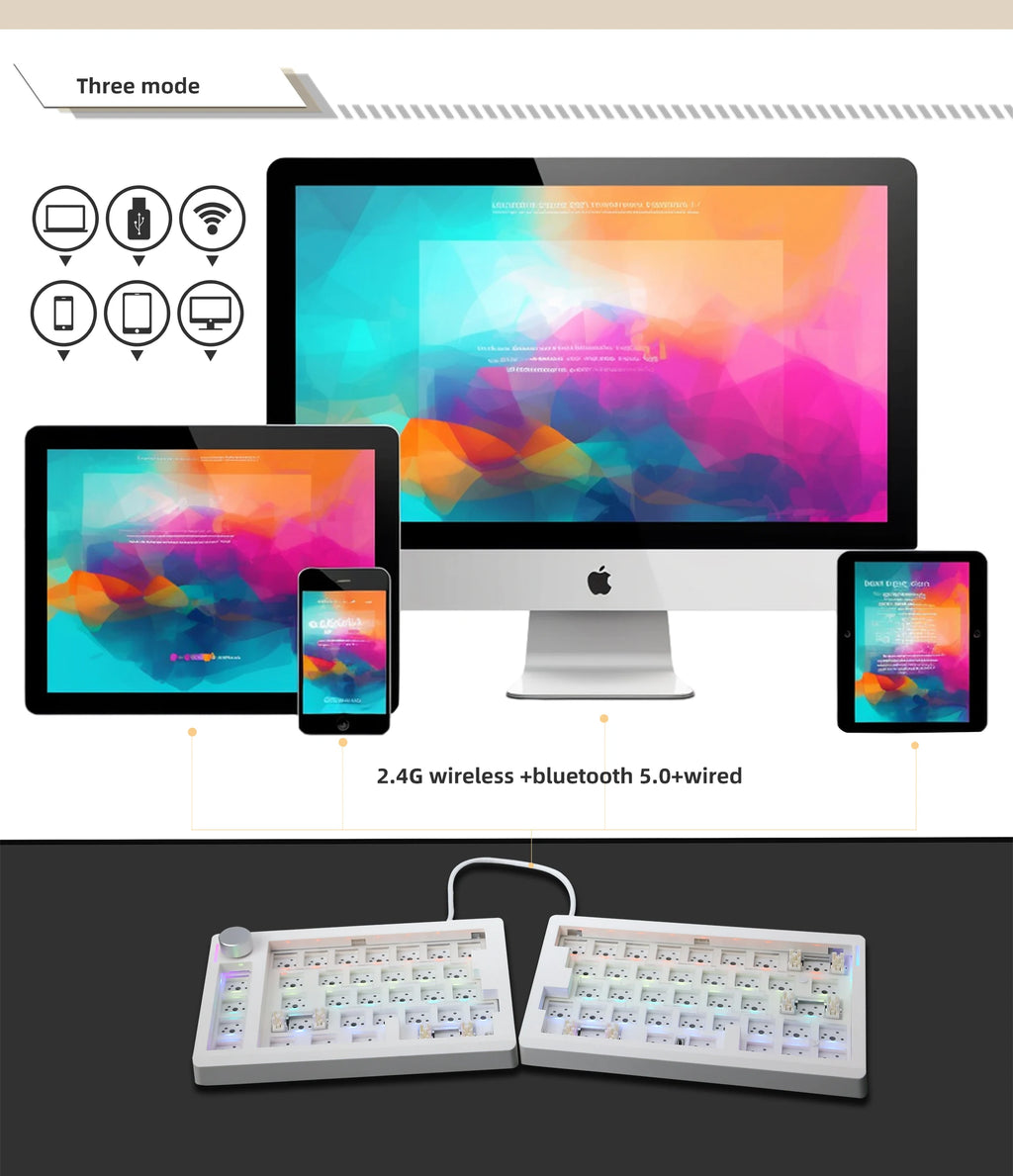 ZUOYA GMK70 separate Gaming Mechanical Keyboard kit VIA/Qmk 3-Mode Wireless Bluetooth Hot Swappable Gasket Customization Keyboar